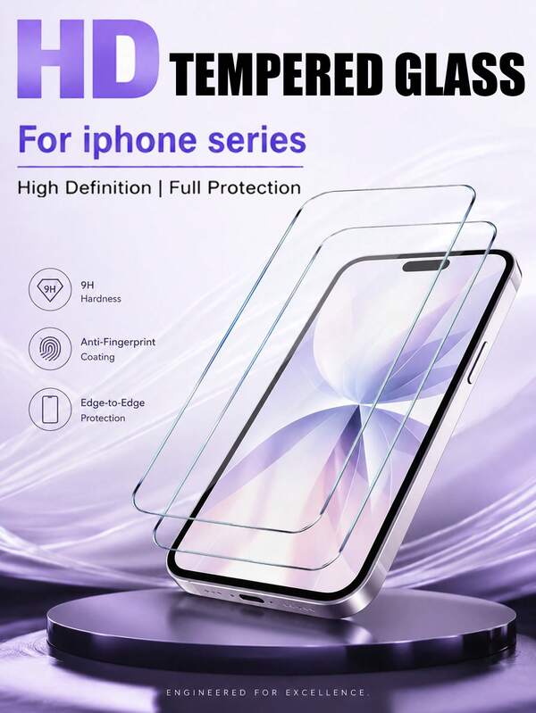 Bộ 2 miếng dán màn hình cường lực siêu trong suốt, tương thích với iPhone 17 Pro I Max/17 Pro/17 Air/17 E/17/16 Pro Max/16 Pro/16 Plus/16E/16/15/14/13/12/11. Khôi phục hoàn hảo màu sắc màn hình gốc, được cắt chính xác để vừa khít. Chống trầy xước và bền bỉ, không có viền trắng hay bọt khí, không ảnh hưởng đến việc sử dụng ốp lưng, cảm ứng nhạy. Phụ kiện điện thoại cung cấp khả năng bảo vệ toàn diện cho màn hình điện thoại.