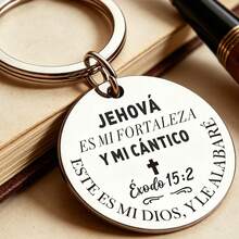 1pc Stainless Steel Inspirational Keychain, Engraved Spanish Scripture, Durable And Elegant, Religious Accessory - Silver - View 13