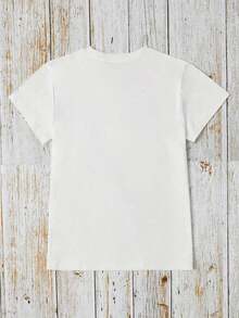 Short-Sleeved T-Shirt With A Round Neck And A , Cute Daisy Floral Print, Perfect For Young Women. Machine Washable. Suitable For Everyday Casual Street Style. An Ideal Gift Choice For Home And Office Wear. - 白色的 - 查看 2