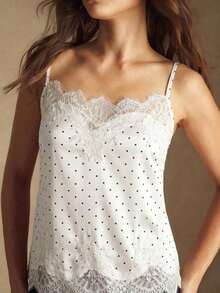 Camiseta sin mangas con ajuste de tirantes y encaje, versátil para usar en primavera/verano, adecuada para Pascua, Día de San Patricio, estilo vintage romántico de los 90, fiesta, playa, graduación, vacaciones, invitado de boda, casual, elegante - Albaricoque 2 - Ver 2