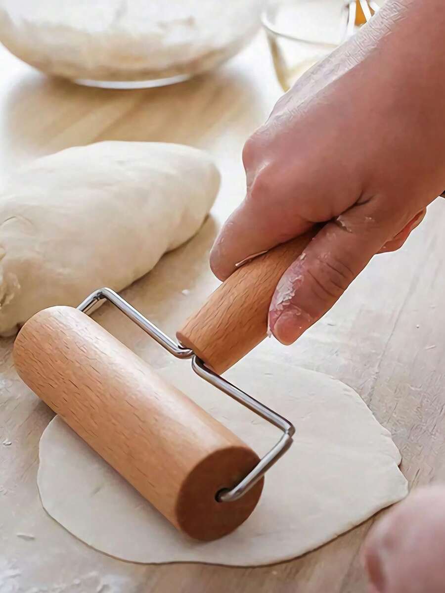 1pc Birchwood Rolling Pin - Double-Sided Rolling Pin, Suitable For Baking, Non-Stick Dough, Can Be Used To Make Bread, Cookies, Pizza, Pastries, An Essential Tool For Bakers, Baking And Cooking Utensil - Brown - View 1