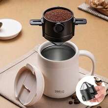 1pc Stainless Steel Reusable Coffee Filter Funnel, Portable Foldable Pour Over Coffee Dripper - Multicolor - View 8