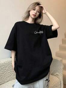 New 2026 Camisetas Para Mujer,Camiseta negra básica 'Chic' para mujer 'Suave' 'Confortable' ideal para el día a día 'Ocasiones casuales' 'Tallas S, M, L' 'Moda femenina' 'Estilo urbano'. - Negro - Ver 1
