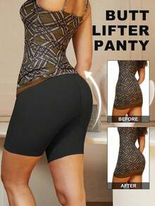 1 Piece Women's Seamless Waist Shaper, Christmas Dress Lingerie, Tummy Control And Slimming Panties, Bodysuit, Butt Enhancer Shapewear - 黑色 - 查看 2