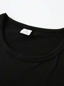Camiseta con Estampado de Personajes Vintage, Cuello Redondo Casual, Manga Corta, Adecuada para Primavera y Verano, Cómoda y Transpirable, Apta para Todas las Temporadas, Ropa de Mujer, Camiseta de Algodón - Negro - Ver 8