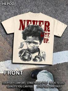 Premium Casual Unisex T-Shirts, Graphic Tees For Men, Urban Style Cotton T-Shirt, Round Neck, Loose Fit, For Autumn Travel And Holidays, Unisex, Gothic And Y2K Style, Print "Walk By Faith, Not By Sight". - 杏子 3 - 查看 1