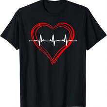 ECG Corazón Amor Cardiograma Camiseta ECG hueco Corazón Camiseta - Negro - Ver 1