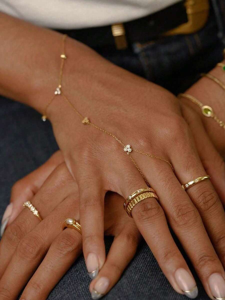 Vòng tay hoa vàng, vòng tay đính đá pha lê dành cho nữ, trang sức phong cách cổ tích Bohemian, phù hợp với trang phục dự tiệc mùa hè. - Vàng - Xem 1