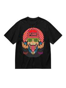 Camiseta Casual Elástica para Mujer Plus Size con Diseño Moderno - Negro - Ver 1