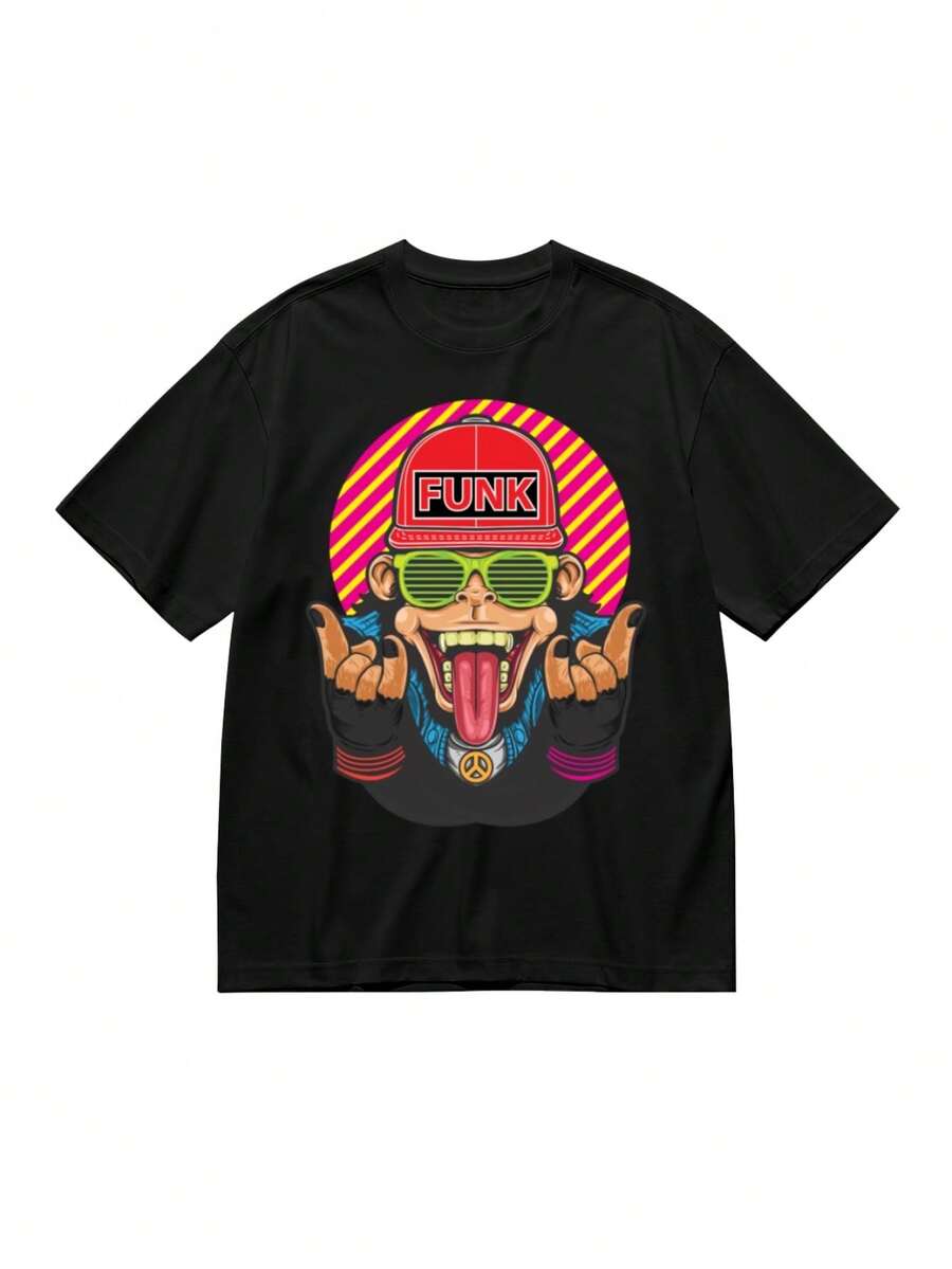 Camiseta Casual Elástica para Mujer Plus Size con Diseño Moderno - Negro - Ver 1