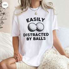 Camiseta Divertida con Estampado de Golf para Mujer, Ligera y Transpirable, Cuello Redondo, Manga Corta, Tops de Primavera y Verano, Camisetas Básicas Suaves, Ropa para Vacaciones en la Playa, Camiseta de Mujer - Blanco - Ver 1