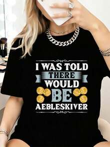 Camiseta danesa Aebleskiver Pancake Pan Recipe Mix Maker - Camisetas gráficas casuales de moda para mujeres - Camisetas de uso diario,Prendas callejeras de estilo fiesta y carnaval con blusas transpirables para uso diario y actividades. - Negro - Ver 1