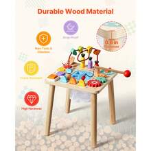 Montessori Activity Table For Toddler 1-3 Years Old, 8 In 1 Wooden Learn Activity Desk, Baby Play Table For Boys & Girls Aged 6+ Months, Great Birthday, Christmas, Children's Day Present - Wooden, 8 Games - View 4