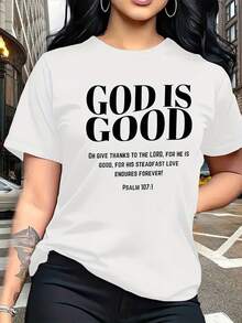 Unisex Short-Sleeved T-Shirt, Featuring "TheGoodMadeByGod", "TheFashionableAndFashionableGODISGOOD" Printable Easy Round Neck Casual Short Sleeve T-Shirt Suitable For Leisure I Like Travel And Holiday T-Shirts For Men, , ,  For Women, Romwe For Men, Boho Chic, Teachers Gifts, T-Shirt For Curvy Women's Outfits For Women, Y2k, - White - View 1
