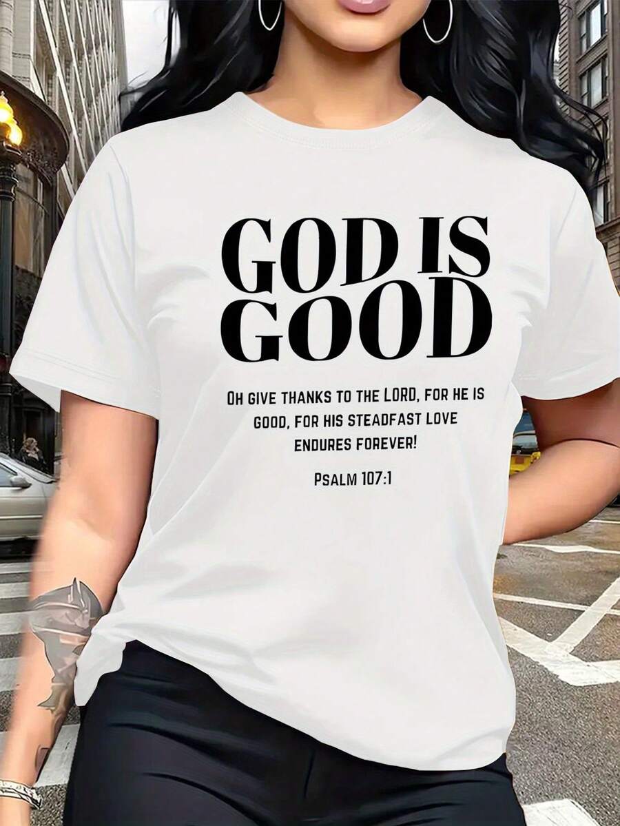 Unisex Short-Sleeved T-Shirt, Featuring "TheGoodMadeByGod", "TheFashionableAndFashionableGODISGOOD" Printable Easy Round Neck Casual Short Sleeve T-Shirt Suitable For Leisure I Like Travel And Holiday T-Shirts For Men, , , For Women, Romwe For Men, Boho Chic, Teachers Gifts, T-Shirt For Curvy Women's Outfits For Women, Y2k, - White - View 1