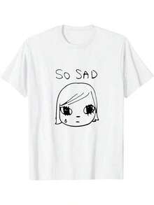 Yoshitomo Nara So Sad, Camiseta 100% Algodón Suave y Ligera, Agradable al Tacto |   Diseño exquisito |   Suelto y cómodo |   Fácil de combinar | - Blanco - Ver 8
