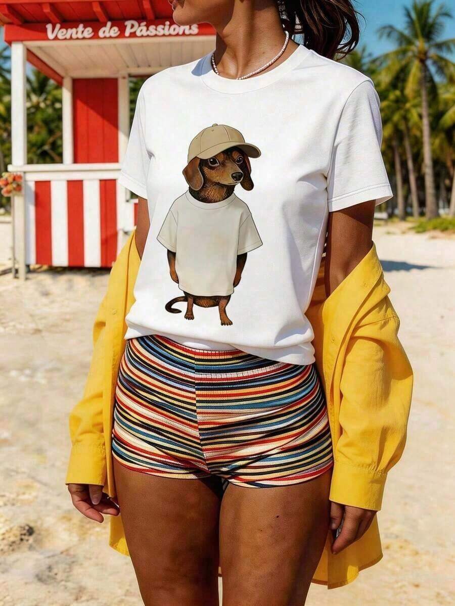 Camiseta de mujer DrmWander, camiseta de manga corta con estampado gráfico de estilo casual urbano, linda camiseta de verano, camiseta de limón para mujer, camiseta linda, camiseta de frutas, camiseta con estampado de leopardo, camisetas para mujer, conjuntos de camisetas estampadas, camiseta de leopardo, camisetas gráficas para bebé, camisetas para mujer. Adecuada como regalo. playera de mujer. blusas>elegantes. boho chic,Top de mujer suave, transpirable y cómodo, ideal para primavera, verano y otoño, perfecto para vacaciones, viajes y uso diario. - Blanco - Ver 1