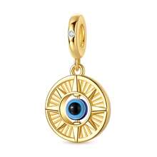 18k Gold Plated Classic Unique Rotating Eye Sun Eye Charms For Bracelets Religious Symbol Decoration Daily Accessories Creative Versatile Women's Fashion Jewelry Gifts Perfect Gift For Celebrating Festivals Bracelets Necklaces DIY Pendant Beads Making - Gold - View 12