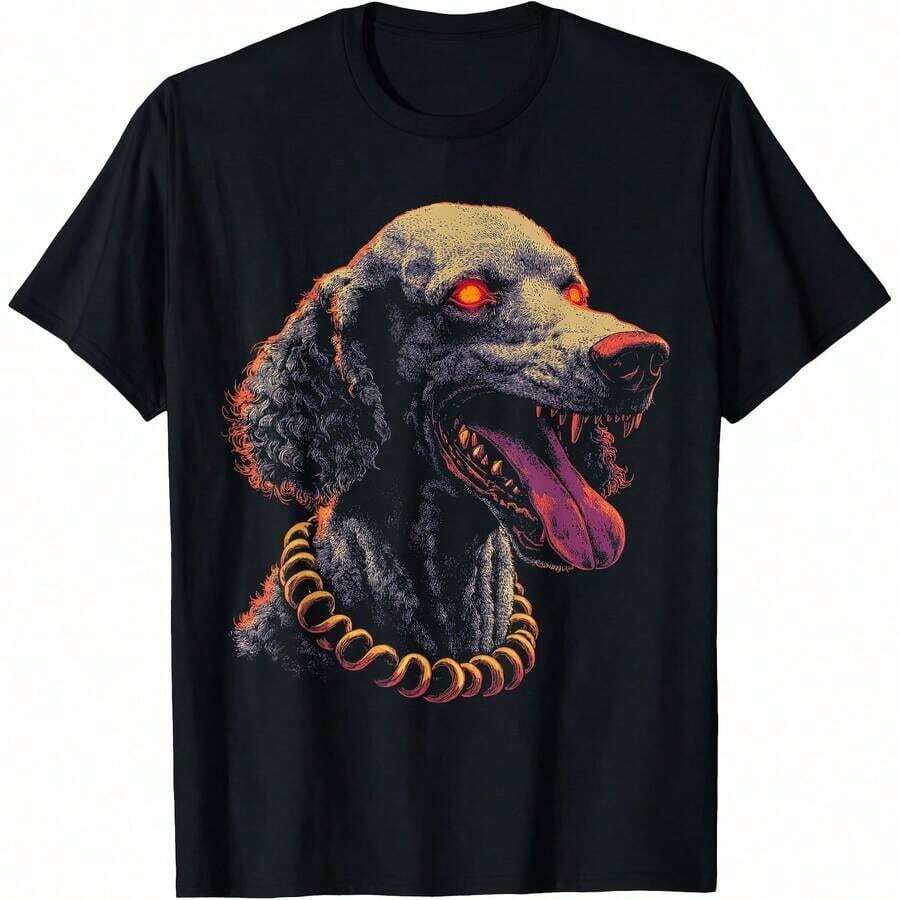 1 All Seasons Happy Golden Doodle Face Design T-Shirt, Pure Cotton, Single Side Print, Round Neck, Short Sleeve, Unisex, Base Layer, 180g, 100% Cotton. - 顏色 8 - View 1