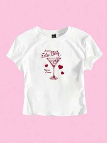 Unity Camiseta corta de manga corta con estampado de cóctel martini, para verano-Summer Wear Breathable - Blanco 8 - Ver 7