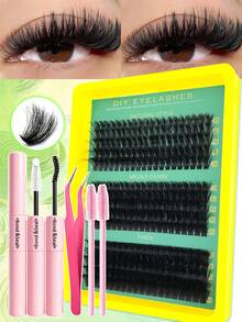 Eimny Set de 800 piezas de pestañas postizas con rizo D de longitudes mixtas (incluye inferior/puntiaguda/40D/60D/80D/100D/110/120), kit de pestañas falsas suaves y cómodas de larga duración con pegamento y aplicador, adecuado para principiantes y profesionales, fácil de hacer en casa, ideal para maquillaje diario - Multicolor - Ver 11