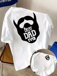 New Men's T-Shirt, 180g Weight, % Cotton, With Best Dad Print On The Front And Back, A Modern Short-Sleeved T-Shirt For Father's Day, Suitable For Casual Daily Wear And Outdoor Fitness Activities, With A Unique Double-Sided Pattern Design - To Be Layered In Spring And Autumn Or Worn Alone In Summer, Unisex Style. - 白色 - 查看 6