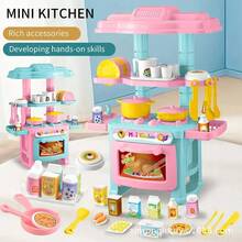 Mini Toy Kitchen Set For Kids, Pretend Play Kitchen Set With Utensils, Role Play Set, Gift For Boys And Girls - Pink - View 2