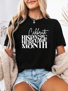 6 Super Practical T-Shirts With Printed Emergency Phrases, Casual Short-Sleeved Crew Neck Tees,  Urban Style Gifts. New Arrivals For Summer. - 黑色 - 查看 7