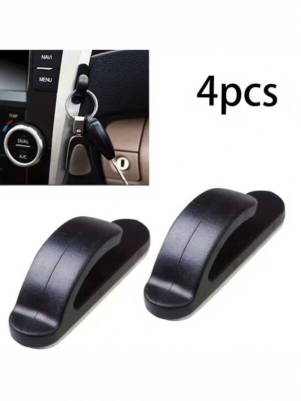 4pcs Black Self-Adhesive Car Hooks, Suitable For Cars And Trucks, Can Be Used To Organize Bags And Wallets, Car Interior Decor