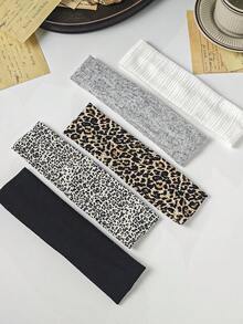 5 chiếc băng đô satin in họa tiết da báo đa năng, phụ kiện tóc hàng ngày cho nữ, băng đô turban, băng thấm mồ hôi, băng đô mùa thu đông cho trang phục đi nghỉ mát, khăn choàng thanh lịch cho nữ, khăn bandana mềm mại cho trang phục mùa hè, du lịch, sinh nhật. - Nhiều màu - Xem 1