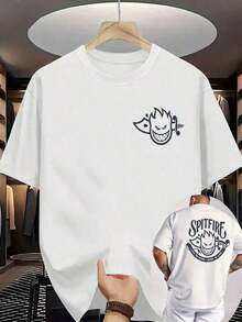 Cute Unisex Premium Casual T-Shirts - SPITFIRE Men's Graphic Tee - Bold "Burns For Life" Flame Design - Contrasting Black And Red - Breathable Everyday T-Shirt - Regular Fit Casual Tee For Parties And Outings - Bold Fire-Themed Clothing, PLUS SIZES, Clothing For Tall And Large Men, Clothing For Big And Tall Men, Tall And Large Men - 白色 2 - 查看 6