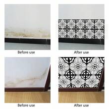 10pcs Decorative Vinyl Floor Stickers, Home Decor Wall Stickers, Black & White Floral Pattern, Self-Adhesive Waterproof Removable, Suitable For Kitchen, Bathroom, Toilet Walls And Floors - 10Pcs - View 10