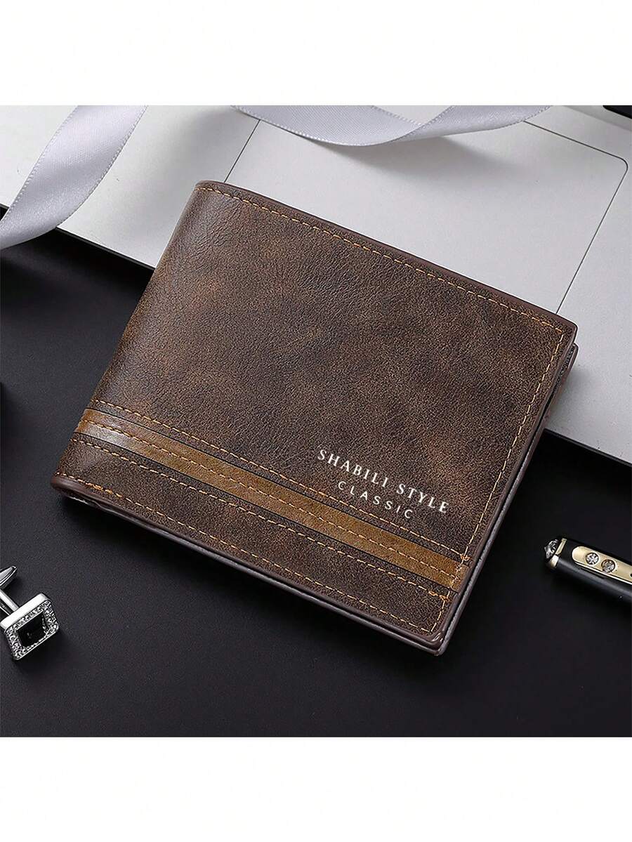 SHABILI New Men's Short Wallet, Fashionable Horizontal Multi-Functional Multi-Card Holder Coin Purse - Bronze - View 1