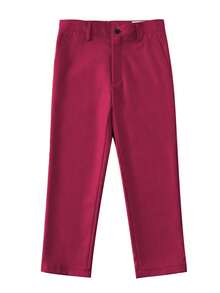 Boys' Formal Flat Front School Uniform Pants, Burgundy, Age 4-16 - Burgundy - View 4