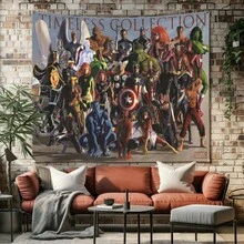 1pc Classic M Arvel Superheroes Timeless Collection Tapestry Avengers S Pider-Man Wolverine I Ron Man Group Photo Living Room Bedroom Wall Hanging Decor Boys Room Gaming Room Game Room Scene Layout Anime Fans Gathering Photography Background Dorm Aesthetic Art Wall Hanging Table Backdrop - Nhiều màu - Xem 6