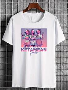 | Exquisite Design | Loose And Comfortable | Easy To Match | 1 Piece Ketamean Mean Meme Graphic T-Shirt 100% Pure Cotton - Funny Slay Queen Design, Unisex Casual Wear, Soft And Breathable Fabric, Short-Sleeved White T-Shirt For Birthday Party Gift And Casual Wear, Urban Fashion, Fashion With Humor, Funny Design, Durable Print. - 白色 - 查看 1