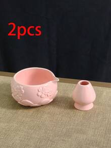 1 Stück/2 Stücke/4 Stücke/5 Stücke Japanischer Stil Geprägte Sakura Keramik Matcha Tee Set, hochwertige rosa Gießschale, Matcha Zubehör Set beinhaltet Schale, Quirl, Löffel, Sieb, geeignet für Matcha-Liebhaber und Anfänger, tolles Geschenk zum Muttertag, für Ältere, Valentinstag - Verschiedenfarbig - Übersicht 14