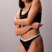 Calvin Klein Calvinklein Icon Logo Thong Underwear  Women  Panties QD5043 - Seeing Stars Black - View 3