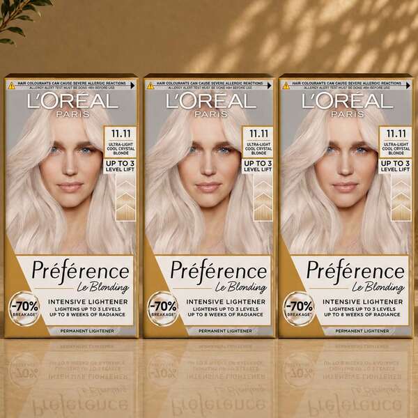  L'Oreal Paris Preference 11.11 Ultra-Light Cool Crystal Blonde Permanent Hair Dye - Pack Of 3