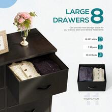 Sweetcrispy Dresser For Bedroom With 8 Drawers Tall Dresser & Chest Of Drawers Fabric Dresser With Wood Top And Sturdy Steel Frame - 黑色 - 查看 9