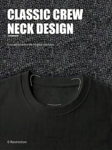 New T-Shirt. This Comfortable And Versatile Short-Sleeved Printed T-Shirt Features A Relaxed, Crew-Neck Design, Perfect For The Office, School, Weekend Outings, Or Travel. It Easily Integrates Into Everyday Life, Providing A Fresh And Lightweight Feel. - 黑色 - 查看 8