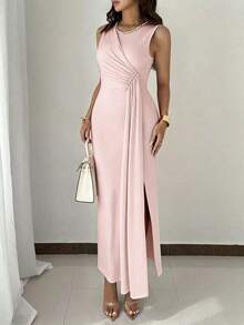 YHHRafferiza Vestido elegante de fiesta con cuentas sin mangas para mujer, vestido de noche largo de verano para eventos formalesYHH - Rosa - Ver 6