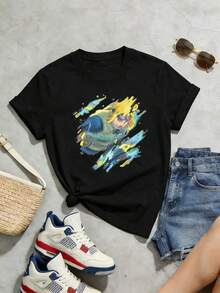Camiseta de manga corta con cuello redondo suave y casual de verano para mujer, tops para salir, algodón, vintage, estilo callejero europeo y americano, casual deportivo, estilo unisex, estilo casual urbano, tops bonitos, Gen Z, curvy, ropa Y2K, camisetas divertidas, tops para damas, conjuntos de vacaciones para mujer, top lindo, camiseta gráfica, conjuntos de primavera, camisetas holgadas, ropa de calle retro, estilo de los 90, estilo de los 2000, subcultura, top negro, tops blancos, atuendo de fiesta de los 90. Negro - Negro - Ver 5