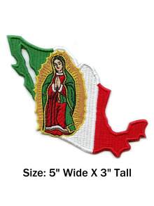 1 miếng vá thêu hình Đức Mẹ Đồng Trinh Mexico, phong cách Raza Chicano, có thể ủi lên. - Nhiều màu - Xem 8