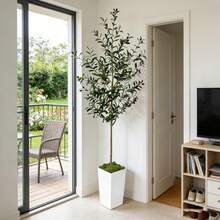 1 pieza Árbol de olivo artificial de 120-200cm de altura, con hojas de plástico realistas, apto para interior y exterior, planta falsa realista para decoración del hogar, oficina, jardín y habitación - Multicolor - Ver 12