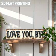 2D Flat, 1pc Rustic Style "Love You Bye-Bye" Farewell Theme Iron Wall Hanging Art - Vintage Farmhouse Decor, No Electricity Required, Easy To Hang Wall Decoration, Suitable For Bedroom, Living Room, Office, Vintage Design, Distressed Style, 9.91 X 39.88 Cm, Pre-Drilled Holes As Shown In Size Chart - Multicolor - View 4