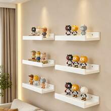1pc Multi-Size White Floating Wall Shelf, Space-Saving Wall-Mounted Storage Rack, Suitable For Small Apartments, Easy To Install And Freely Combinable, Minimalist Style, Suitable For Bedroom, Entryway And Dorm, Keep Small Items Organized, Easily Maximize Living Space - White - View 3