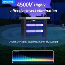 HAVIRORO Powerful Large Solar Bug Zapper Outdoor For 2000Sq.Ft, Poartable Rechargeable Mosquito Zapper With High Powered, Cordless Solar Fly Zapper For Patio Garden Backyard RV Camping Pond Pest Control - Black - View 8