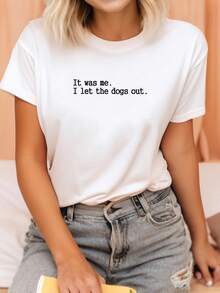 Lightweight And Breathable Summer T-Shirt With A Fun Dog Print - Pet Owner T-Shirt With The Phrase "I'm A Dog, I Let The Dog Out" - Breathable And Lightweight - Unisex Casual T-Shirt - Everyday Wear In Summer - Ideal Gift For Dog Lovers - White T-Shirt With Large Black Lettering, Dog-Themed Design, Comfortable Fit, For Humor Lovers, Crew Neck, Soft Material, New Summer Fashion For Men And Women, Holiday Gift, Ideal To Match With Spring And Autumn Outfits. - 白色 - 查看 2
