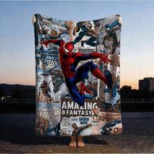 1pc S-Pider-Man Print Blanket,Retro Cartoon Style Throw Blanket,Cartoon Character Printed Blanket,All-Season Universal Nap Blanket,Character Home Decor Blanket,Modern Fashion Gift Suitable For Home Bedroom Bed Sofa Office Lunch Break Cover Picnic Blanket - Nhiều màu - Xem 3